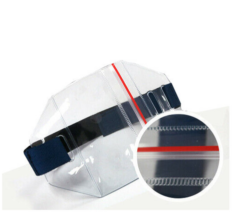 Arm Band Photo ID Badge Holder Vertical Blue,Red Zipper All weather 1 Unit