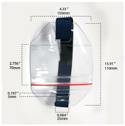 Arm Band Photo ID Badge Holder Vertical Blue,Red Zipper All weather 25 Units