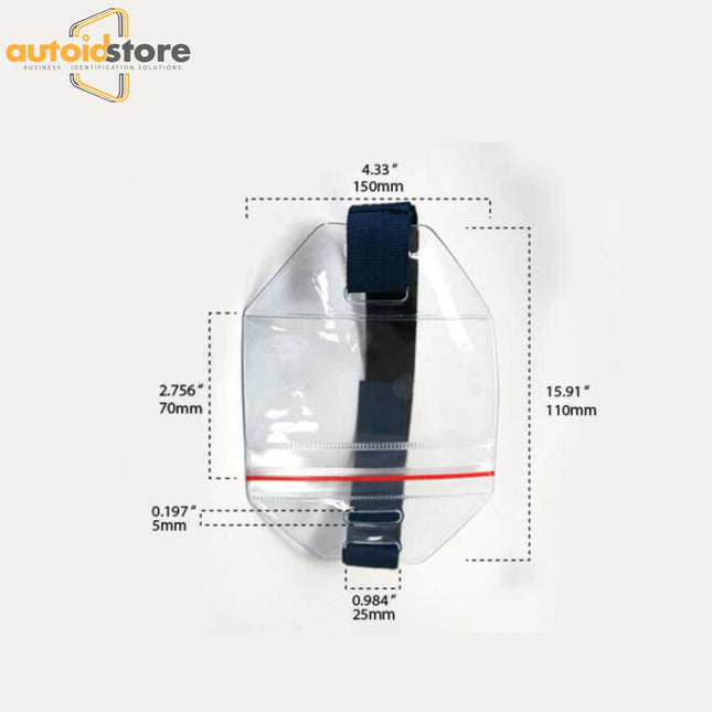 Arm Band Photo ID Badge Holder Vertical Blue,Red Zipper All weather 25 Units