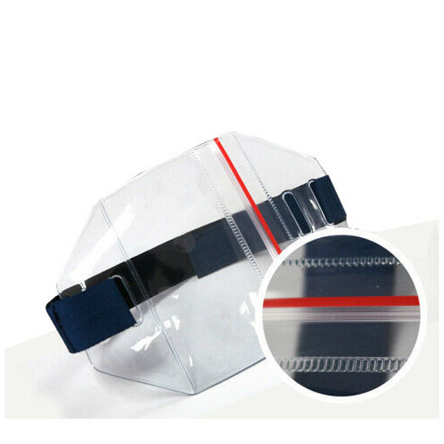 Arm Band Photo ID Badge Holder Vertical Blue,Red Zipper All weather 1 Unit