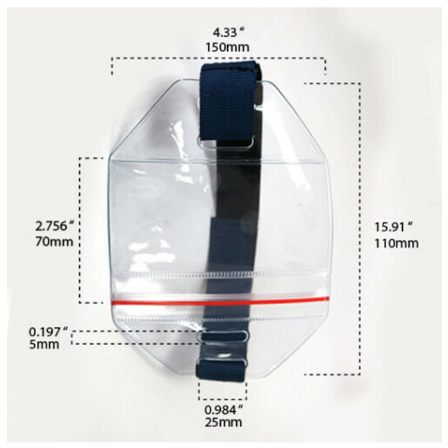 Arm Band Photo ID Badge Holder Vertical Blue,Red Zipper All weather 25 Units