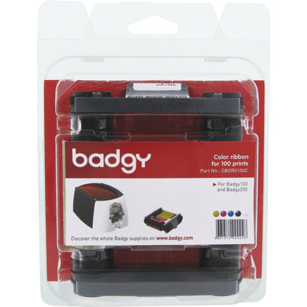 BOX 10 UNITS - Evolis Badgy200 Badgy100 CBGR0100C YMCKO Color Ribbon-100 Prints