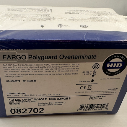 HID Fargo 82702 Holographic PolyGuard Wasteless Laminate - 1,000 imp.
