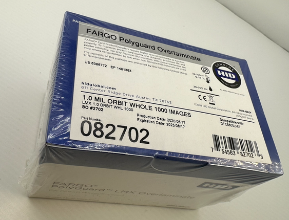 HID Fargo 82702 Holographic PolyGuard Wasteless Laminate - 1,000 imp.