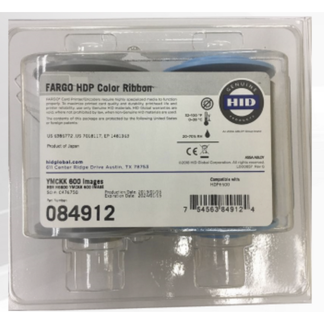 Fargo HDP6600 YMCKK Ribbon, 750 Images P/N 84912 (084912)